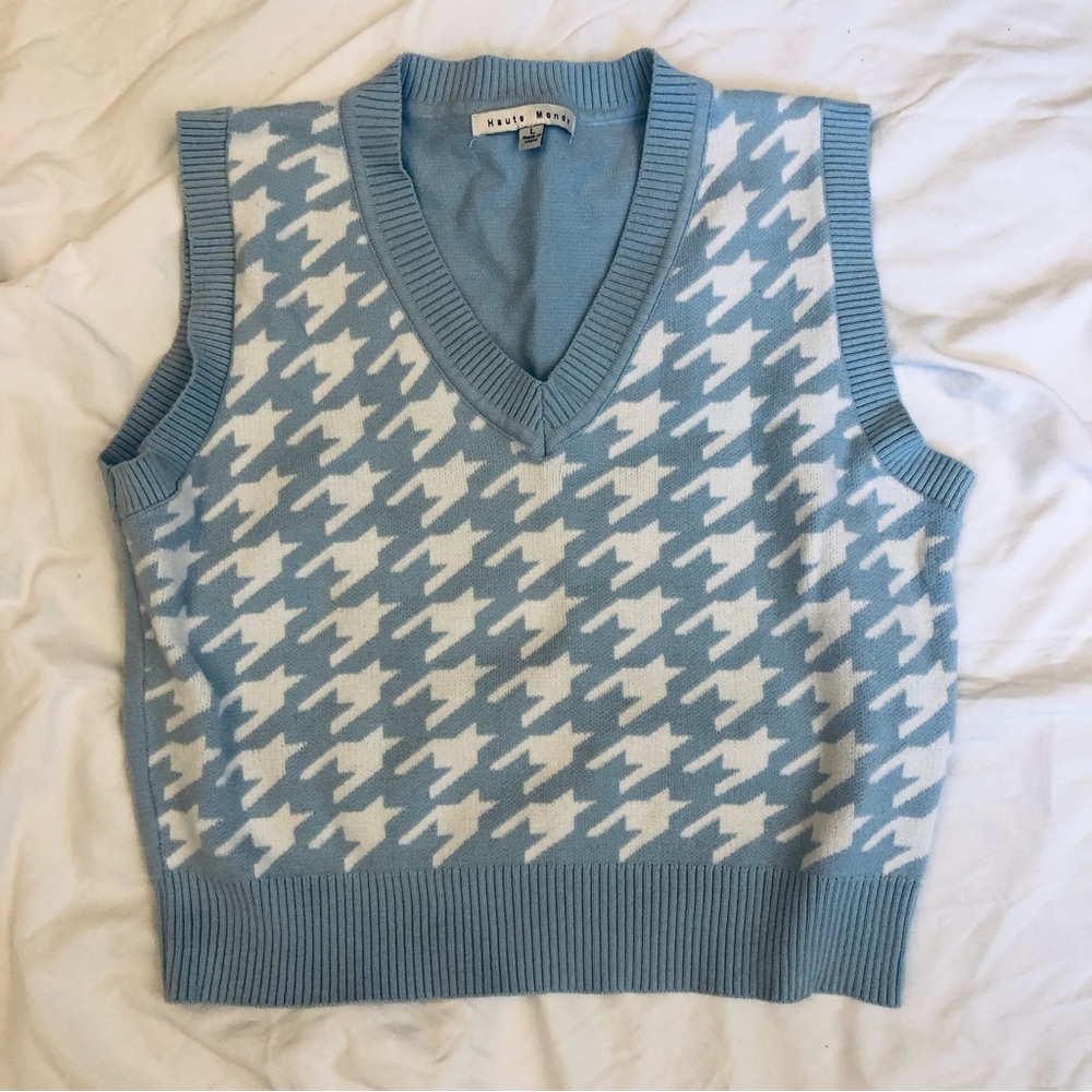 Haute Monde houndstooth cropped sweater (NWOT)